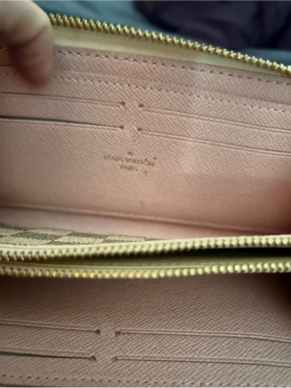 Louis Vuitton Damier Azur Zip Wallet in Pink & Brown - Picture 3 of 5